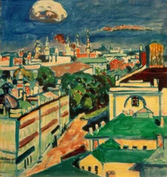 Blick auf Moskau aus dem Fenster